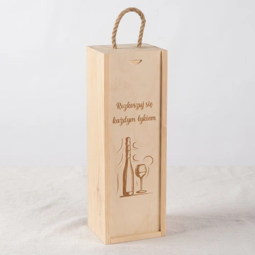Single wine box with sliding lid - gift box for wine lover