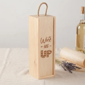 Single wine box with sliding lid - wooden engraved gift box