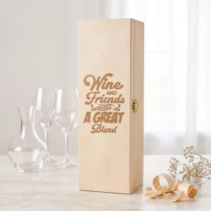 Single wine box with hinged lid - gift box for wine lover