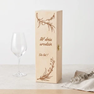 Single wine box with hinged lid - Birthday gift, wooden box