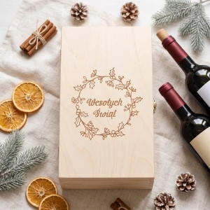 Double wine box with hinged lid - box for alcohol, gift under the Christmas Tree