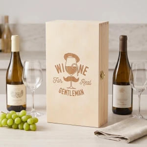 Double wine box with hinged lid - gift box for Men, Father's Day , Grandfather's Day, Valentine's Day