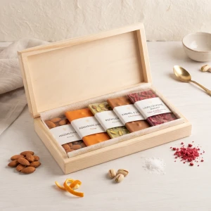 Wooden box for chocolate or banknotes