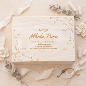 Wooden box with hinged lid - wooden box, gift for wedding couple