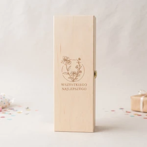 Single wine box with hinged lid - wooden engraved boho box, gift for every ocassion