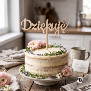 Topper napis "Dziękuję" z serduszkiem (Sweet)