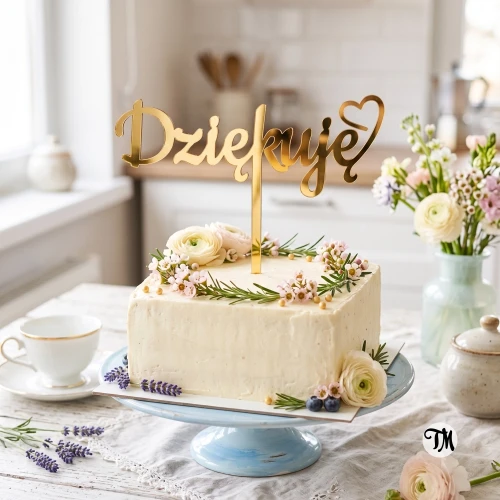 Topper napis "Dziękuję" z serduszkiem (Sweet)