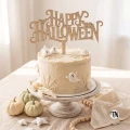 Topper napis "Halloween" z nietoperzami naturalny