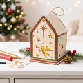 Lampion pomalowany bożonarodzeniowy drewniany