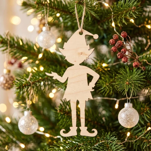 Elf stojący drewniany zawieszka