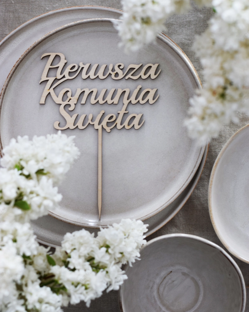 Drewniany topper na Komunię Świętą