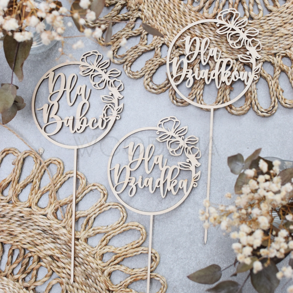 Drewniane toppery na dzień babci i dziadka