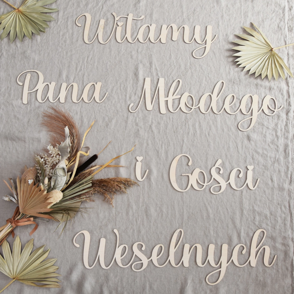 Drewniany napis weselny